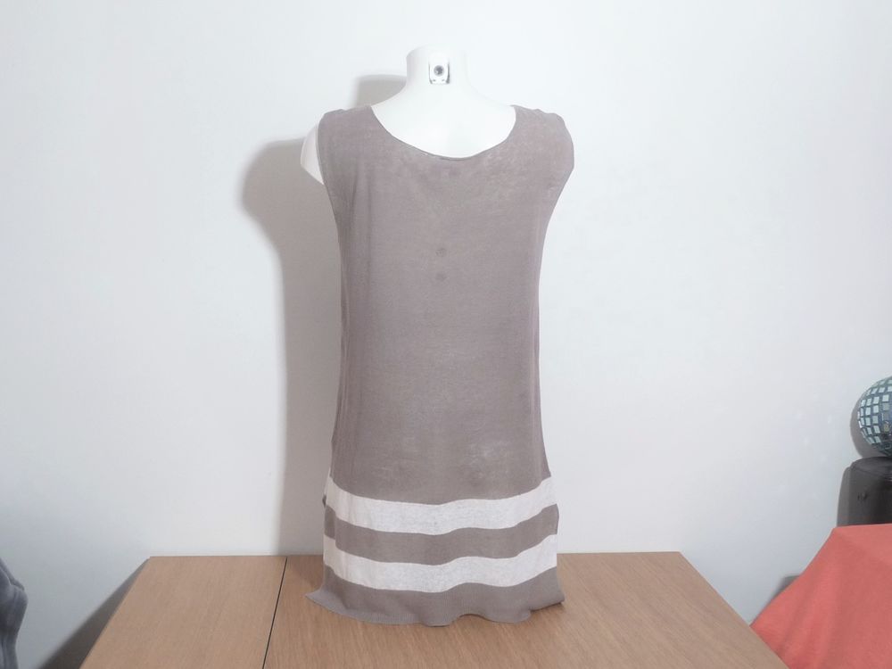 Tunique/ Tee Shirt Beige &agrave; Rayures Blanc- Autre Chose Vêtements