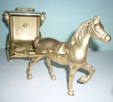 CHEVAL et CAL�CHE - Laiton - L=32cm H=15cm - Vintage ann�es  75 Loivre (51)