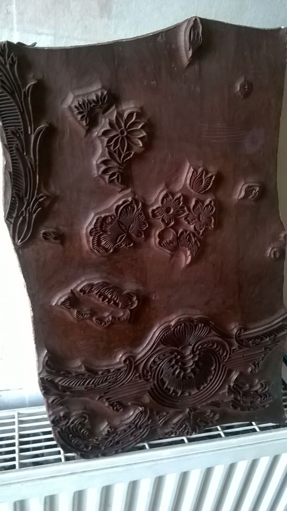 Ancien tampon bois scult&eacute; Décoration