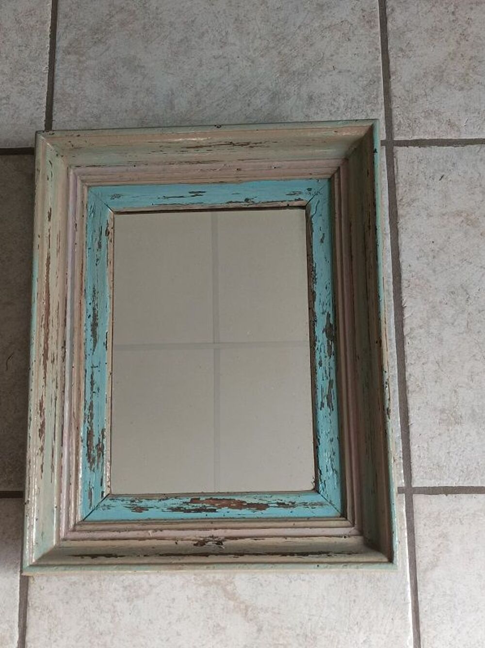 Miroir Cadre bois massif pastel patin&eacute; 0923053 ancien Décoration