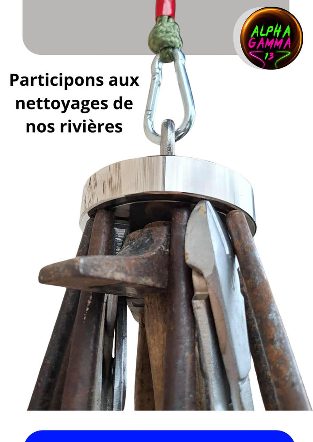 P&ecirc;che &agrave; l'aimant 300Kg ultra-puissant &Oslash;80 + corde et 2 mousq Bricolage