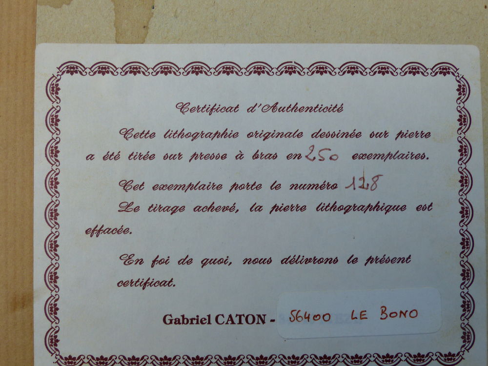 tr&egrave;s belle lithographie de Gabriel Caton Décoration