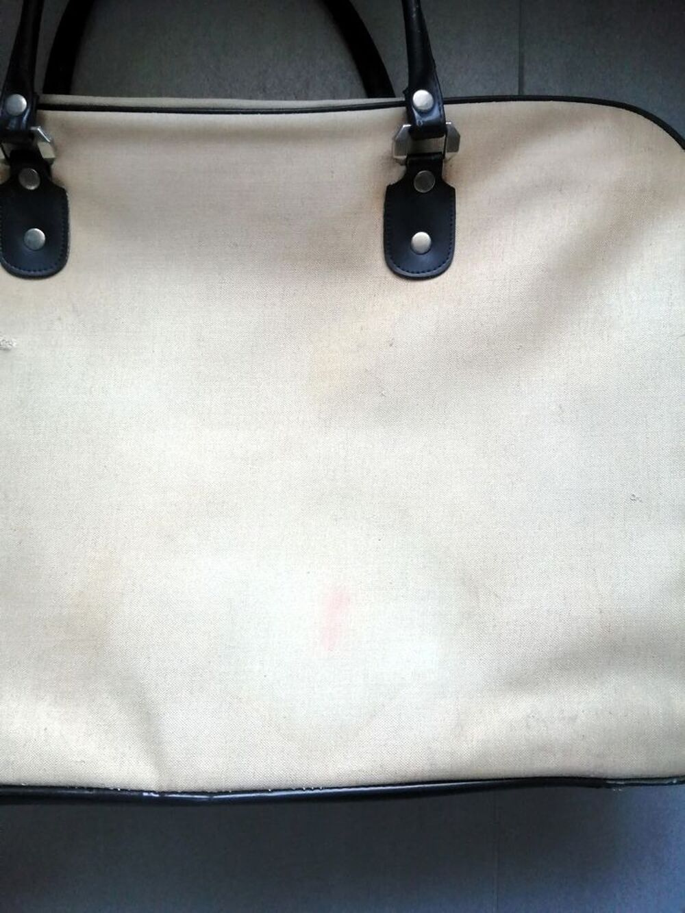 Valise en toile beige et cuir Maroquinerie