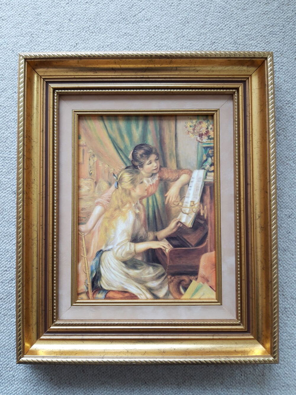 Peinture sur toile de deux jeunes filles au Piano de RENOIR Décoration