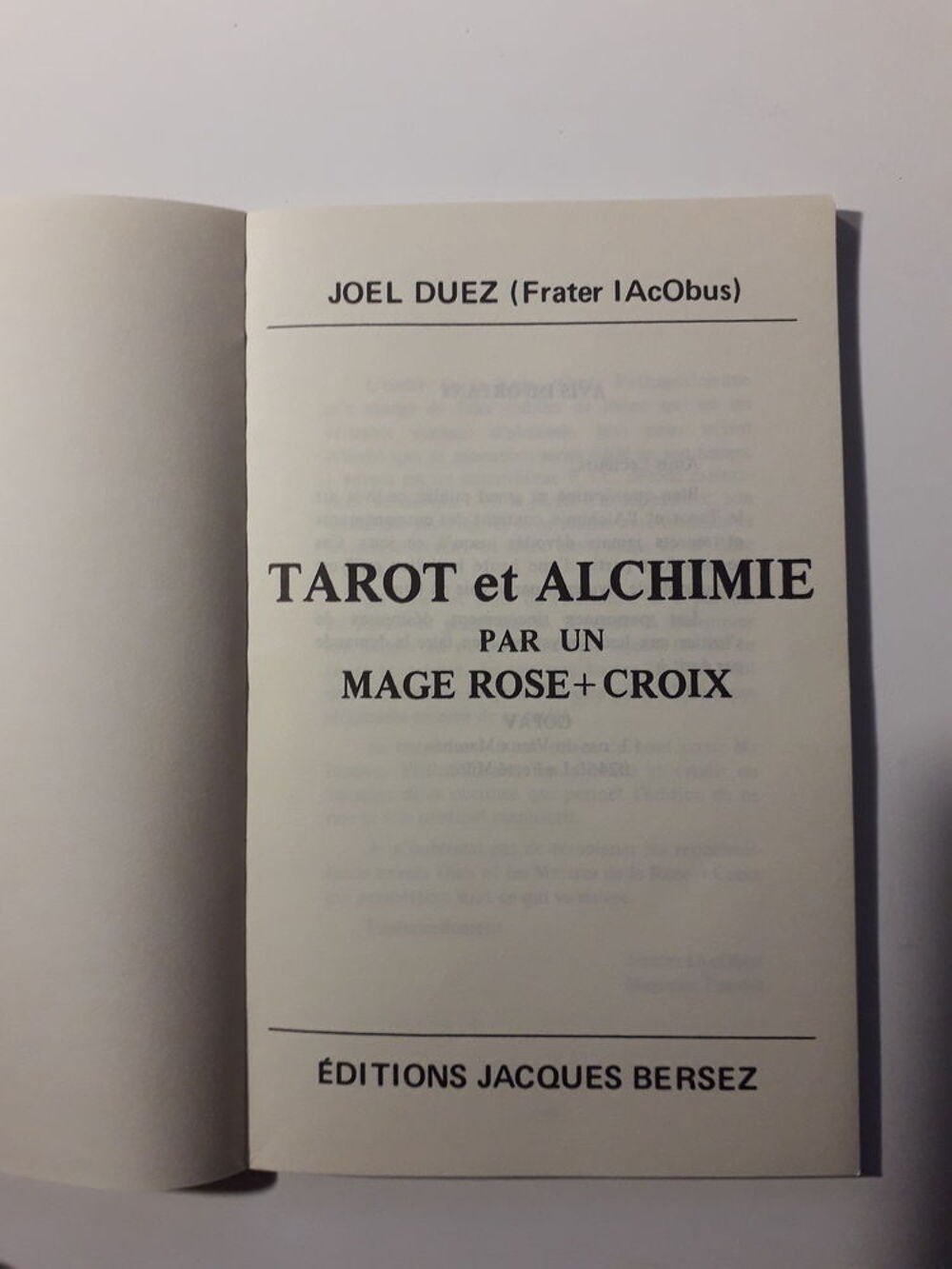 Duez :Tarot et Alchimie par un Mage Rose + Croix Livres et BD