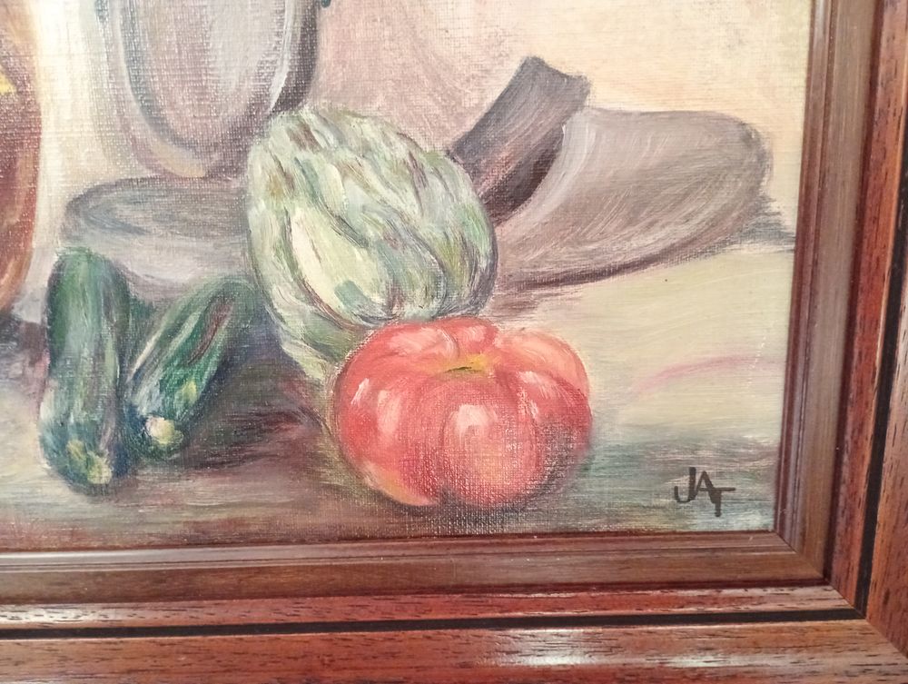 tableau nature morte, fruits et sabot, encadr&eacute;e. Décoration