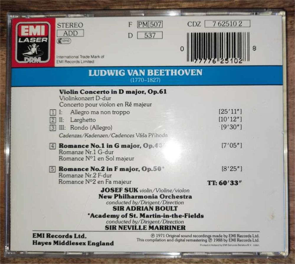Beethoven Violin Concerto CD et vinyles
