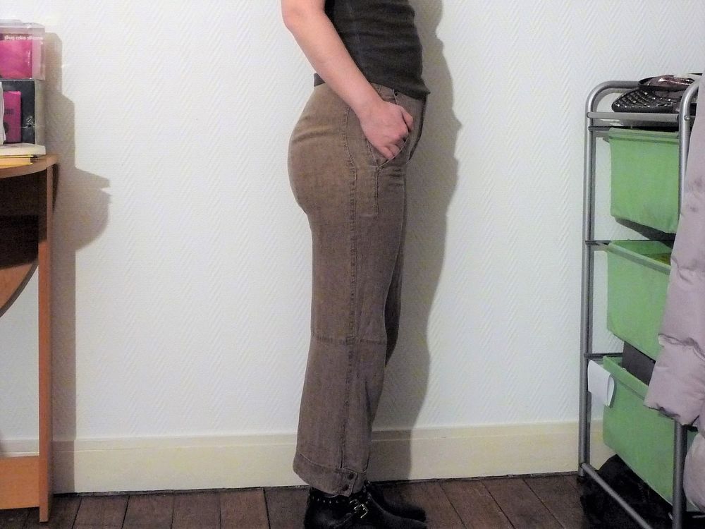 Pantacourt/ Pantalon Lin Marron Kaki- Taille 36- Liliane H Vêtements