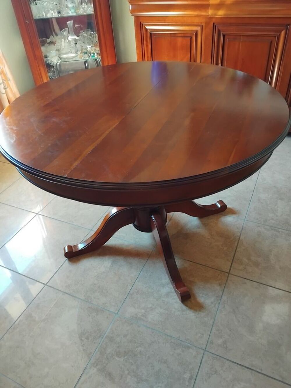 TABLE MERISIER MASSIF SUR PIED CENTRAL Meubles