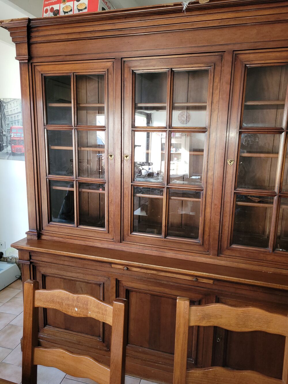Bibliotheque 3 porte style louis phillippe merisier massif Meubles