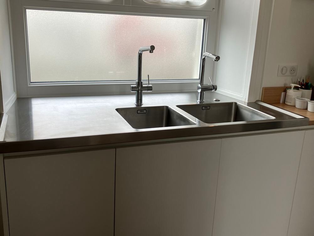 Evier Franke en Inox Double Bac et Plan de Travail Cuisine Meubles