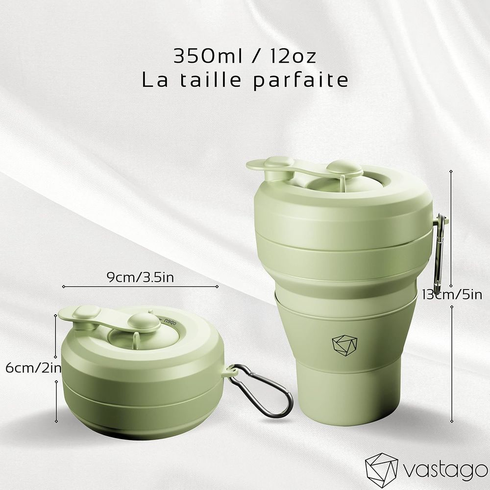Tasse de Voyage Pliable en Silicone (350 mL) Cuisine
