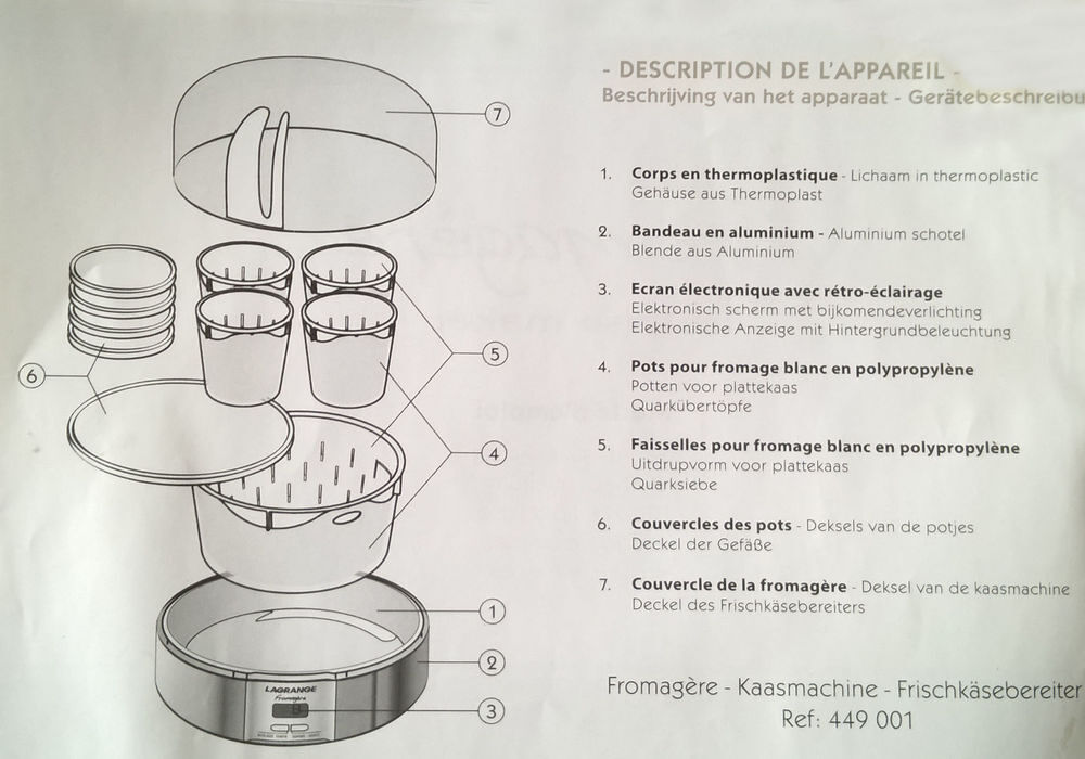 Fromag&egrave;re Lagrange, 4 fromages individuels et grand fromage Electroménager