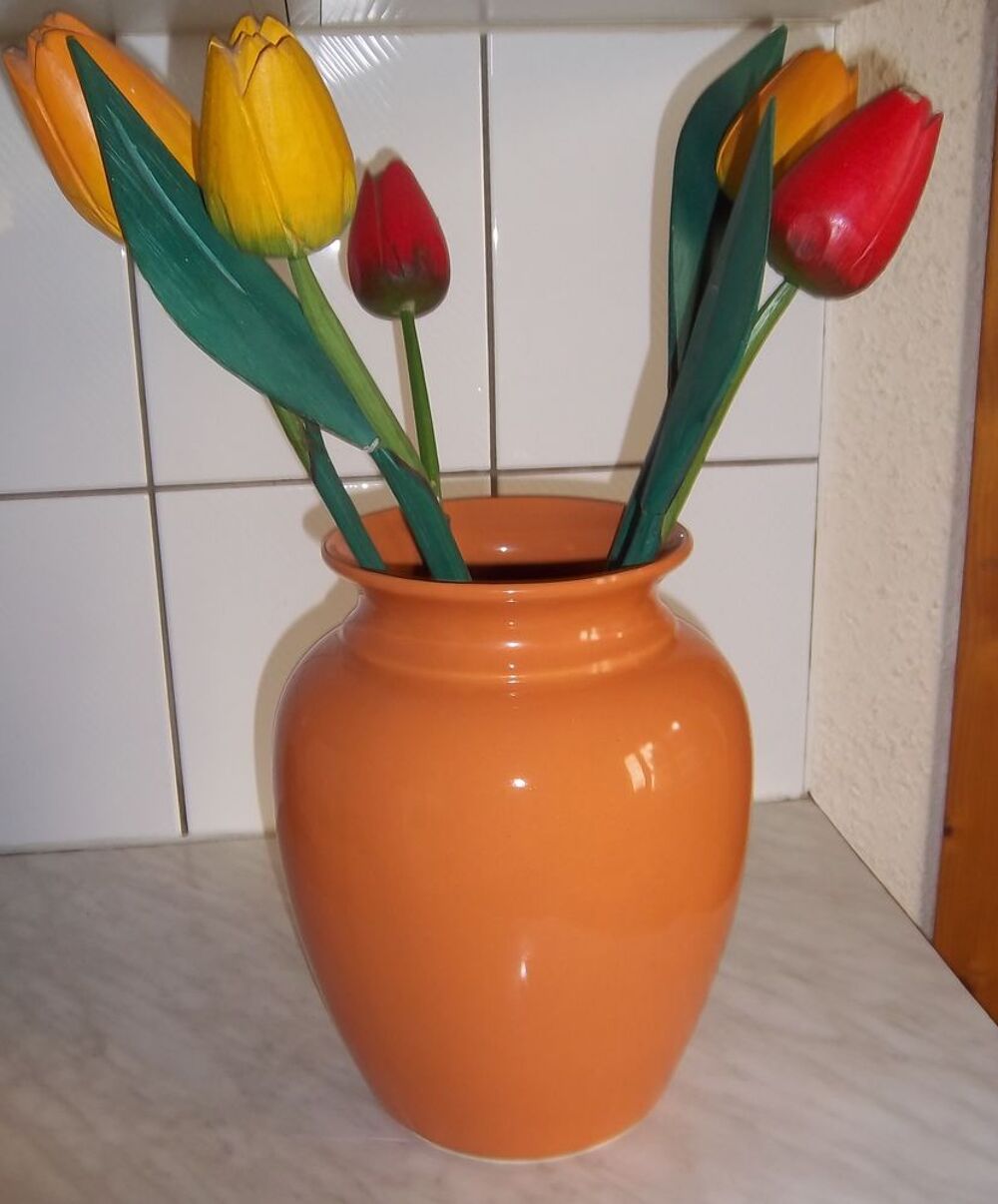 Grand vase orange 26 cm Décoration