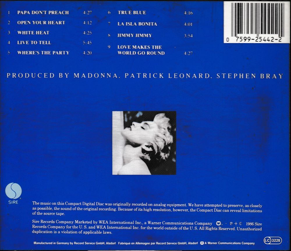 CD Madonna True Blue CD et vinyles