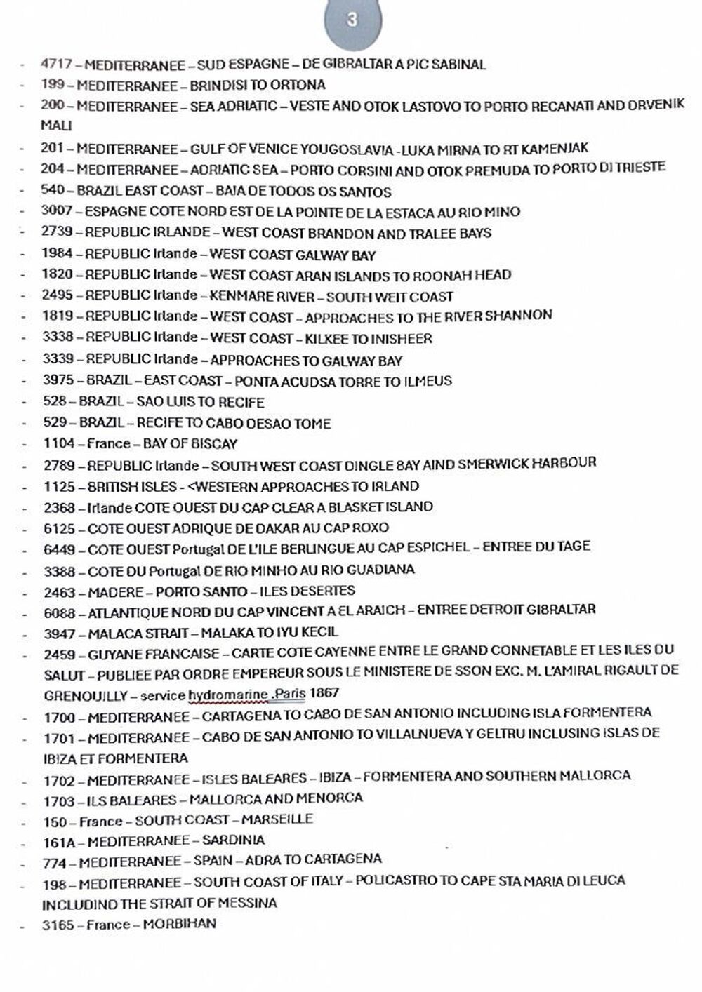 cartes marines tous oc&eacute;ans 