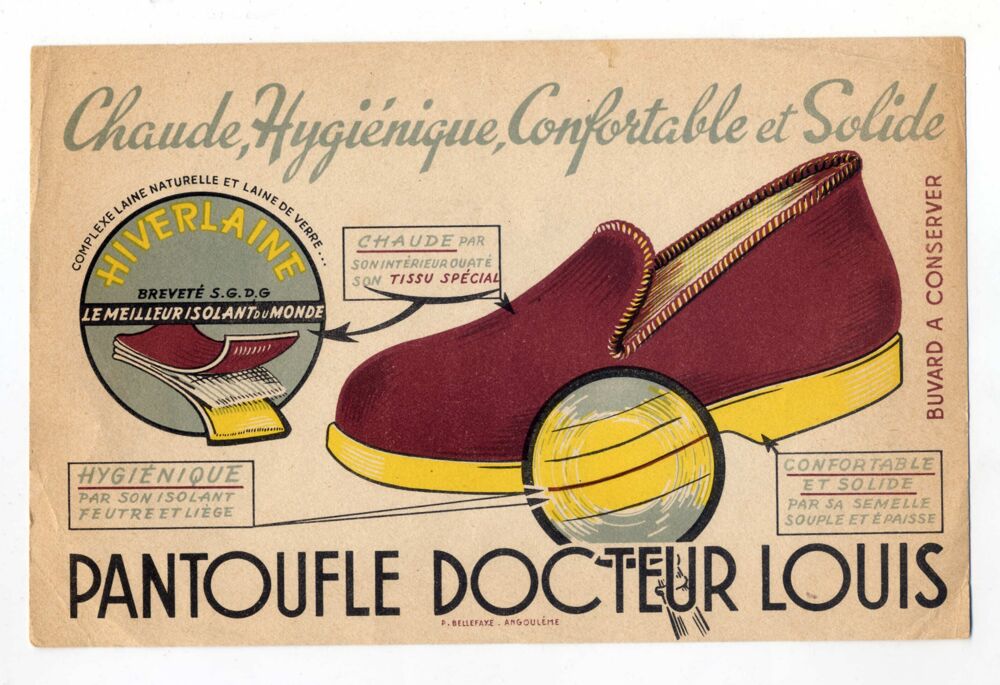 Buvard publicitaire Pantoufle Docteur Louis - Charentaises 