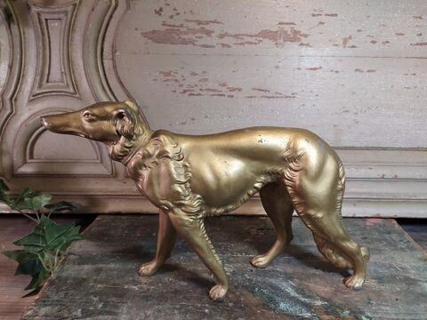 Sculpture Chien Lvrier en Rgule Dorure Bronzine 45 Loches (37)
