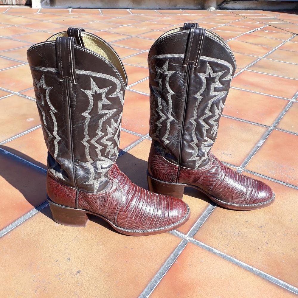 Bottes Western Homme TONY LAMA l&eacute;zard/cuir 42 Chaussures