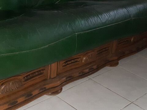CANAPE AVEC FAUTEUIL ET POUF EN CUIR VERT ET TIROIRS 600 Marsac-sur-l'Isle (24)