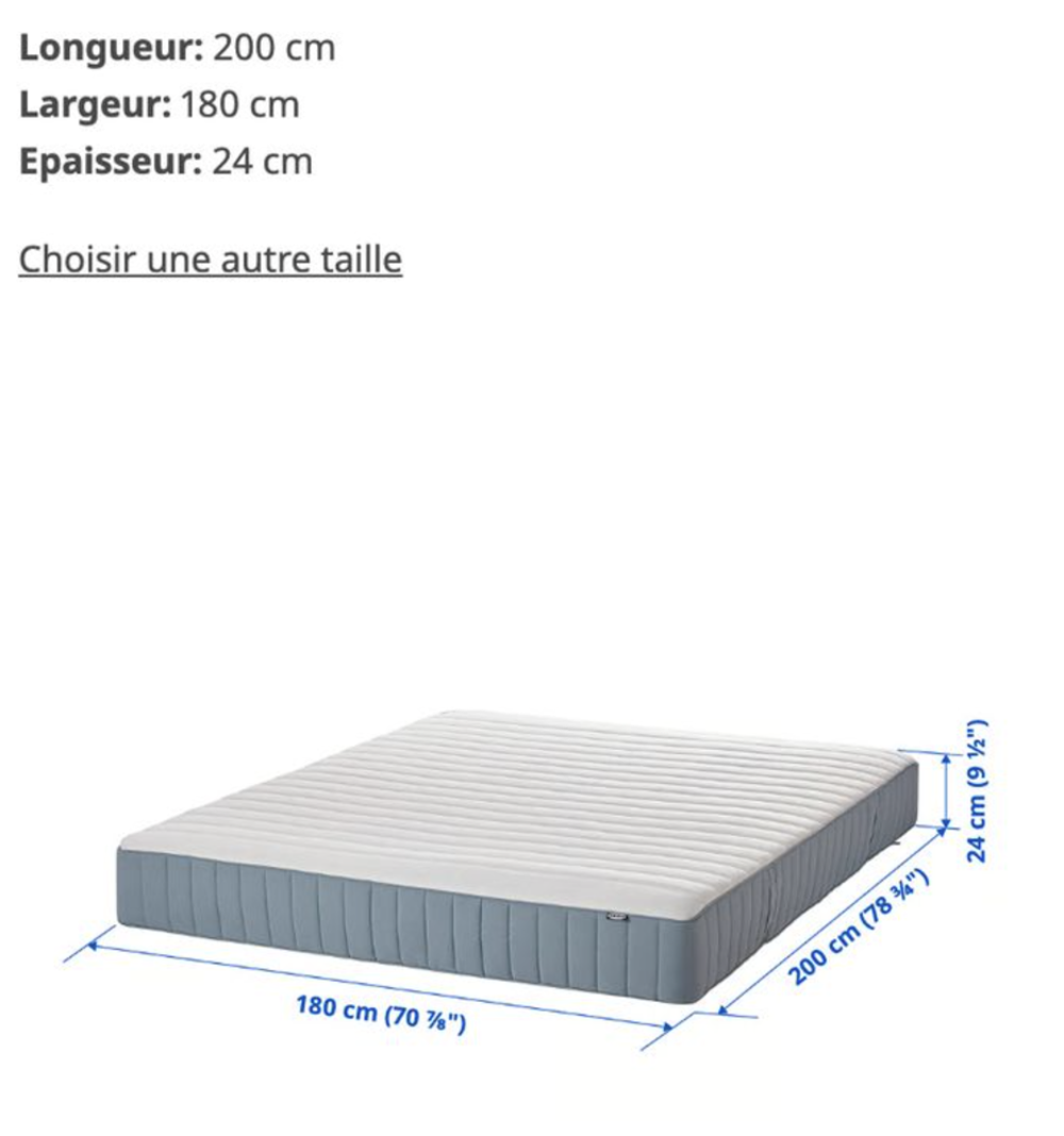 Cadre de lit matelass&eacute; et matelas ferme gris 180x200 Meubles