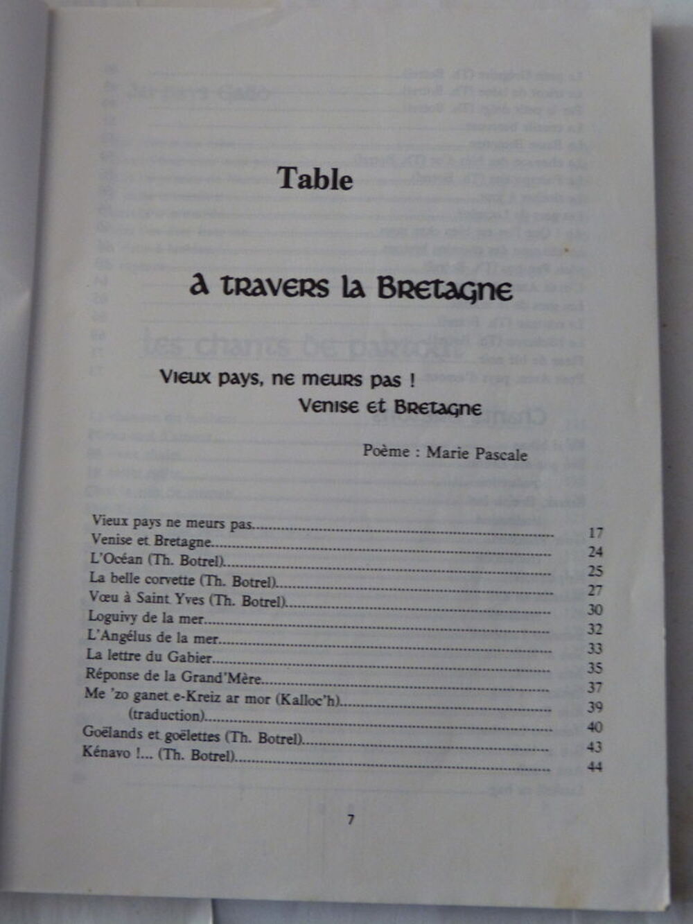 livre breton - CHANTS DE NOTRE TERRE Livres et BD