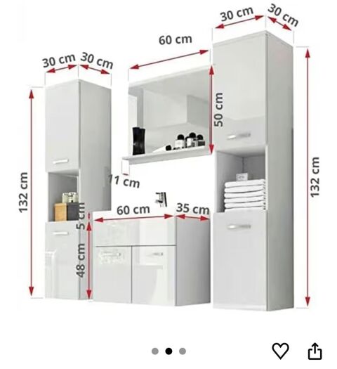 Ensemble meuble salle de bain neuf  350 Auterive (32)