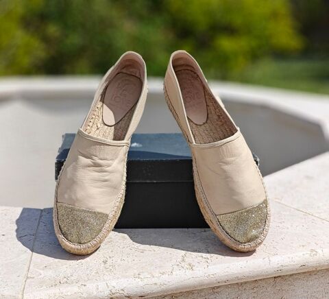 Espadrilles femme, Walk and Love, cuir beige, taille 40 30 La Bernerie-en-Retz (44)