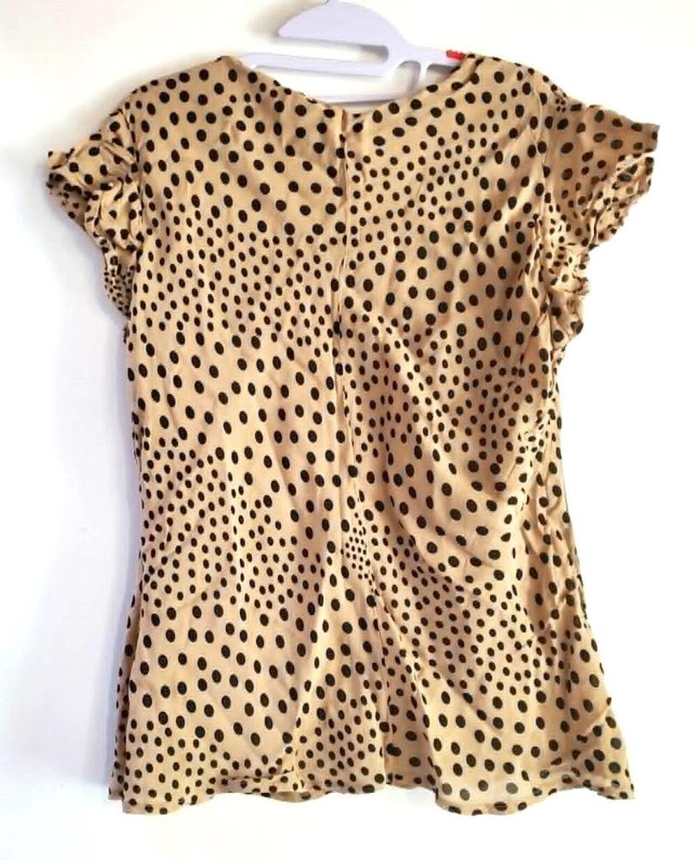 HAUT FEMME BEIGE CAMEL A POIS NOIRS T50 Vêtements