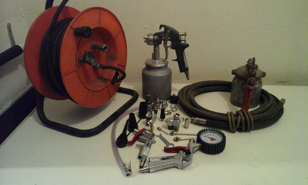 COMPRESSEUR 100 l sans huile JAMAIS SERVI + outils et access Bricolage