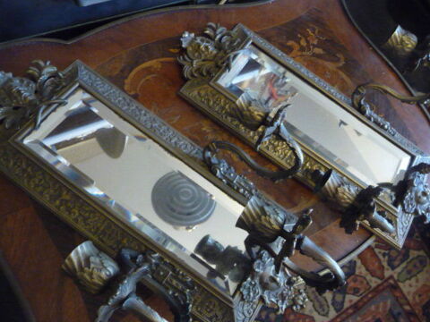 appliques,xix�me bronze avec miroir 3 feux 250 Trappes (78)