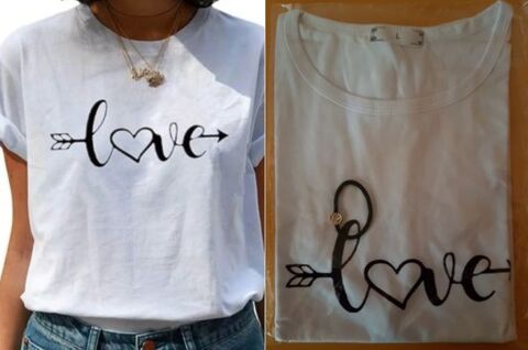 Tee Shirt blanc imprim Love 11 Lille (59)