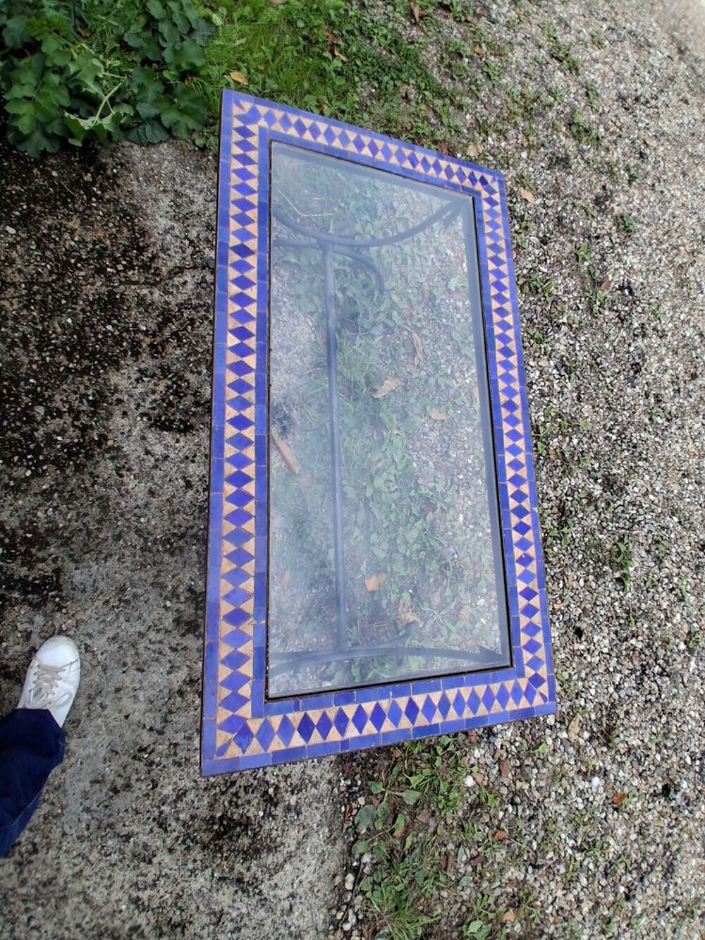table basse vintage zillig vitr&eacute;e et mosa&iuml;que Meubles