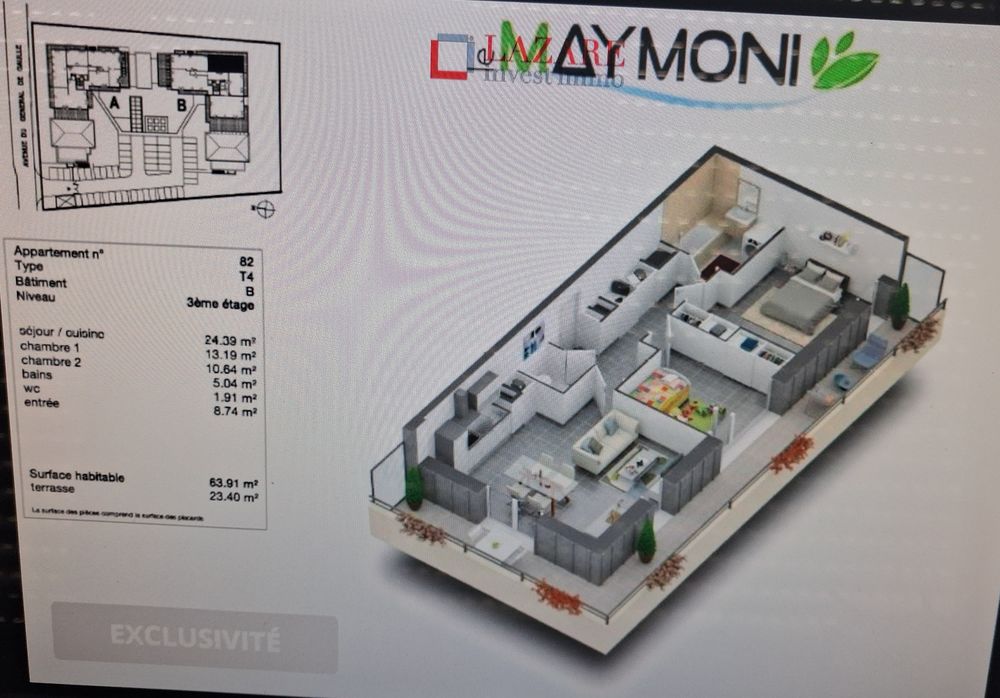 Location Appartement Appartement T3 de 64 m2 avec balcon Fondettes