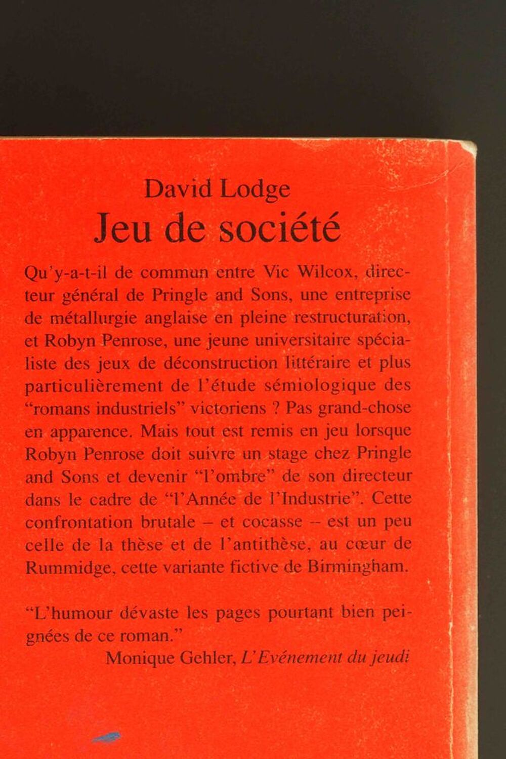 Jeu de soci&eacute;t&eacute; David Lodge Livres et BD