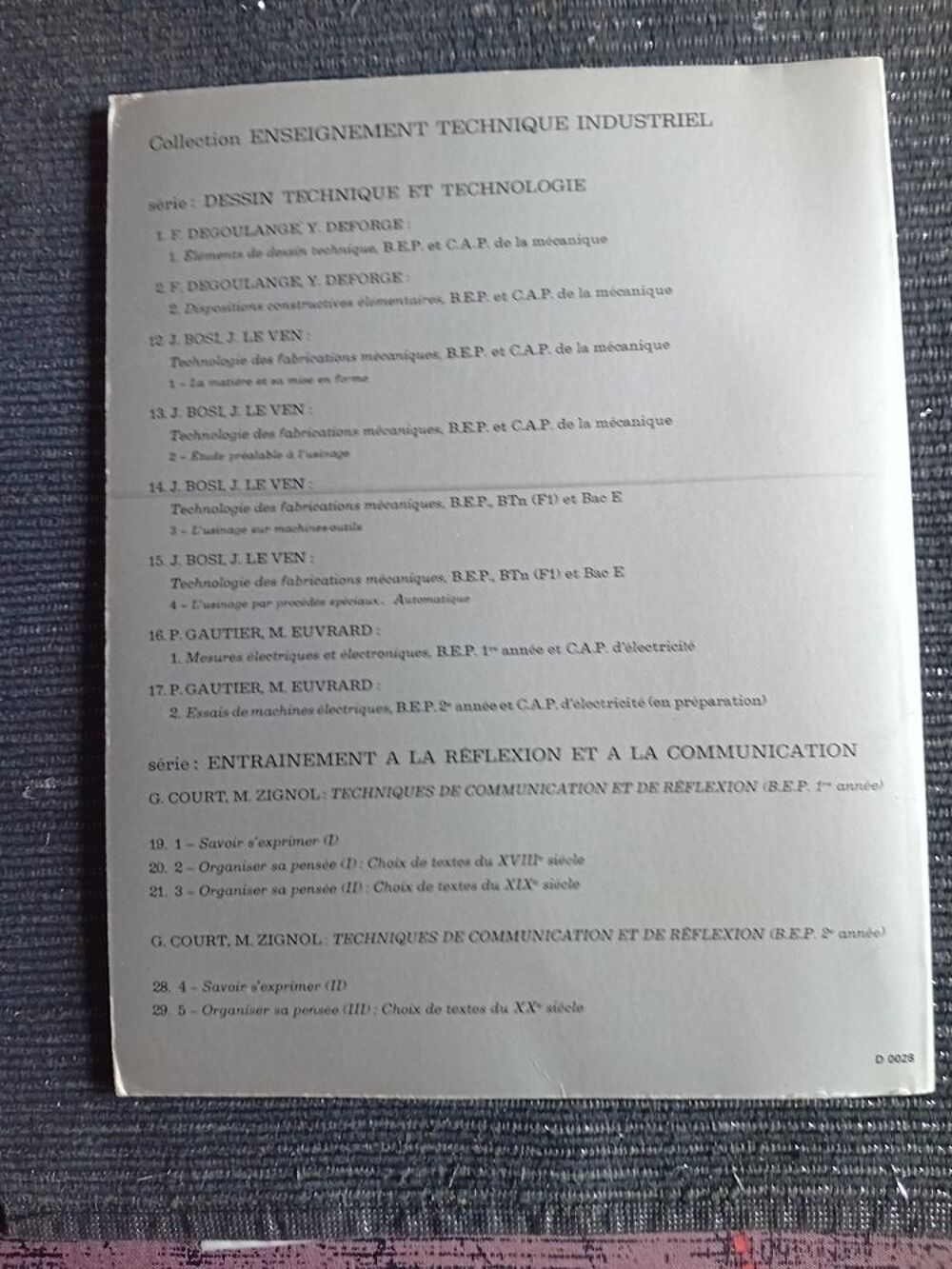 LIVRE TECHNIQUE G. COURT / M. ZIGNOL 1972 Livres et BD