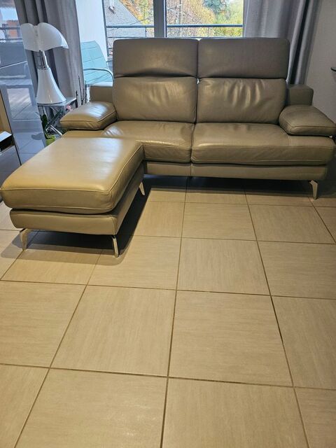 CANAPE  ET POUF REVETEMENT CUIR GRIS CLAIR. 90 Annecy-le-Vieux (74)