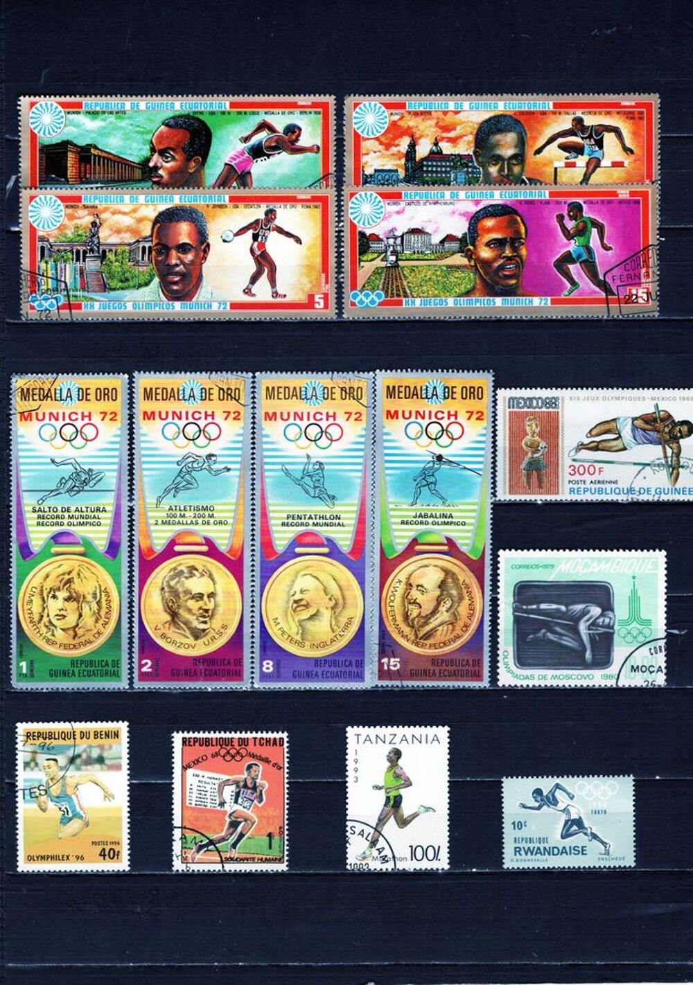 lot de 114 timbres du MONDE sur l'ATHLETISME 
