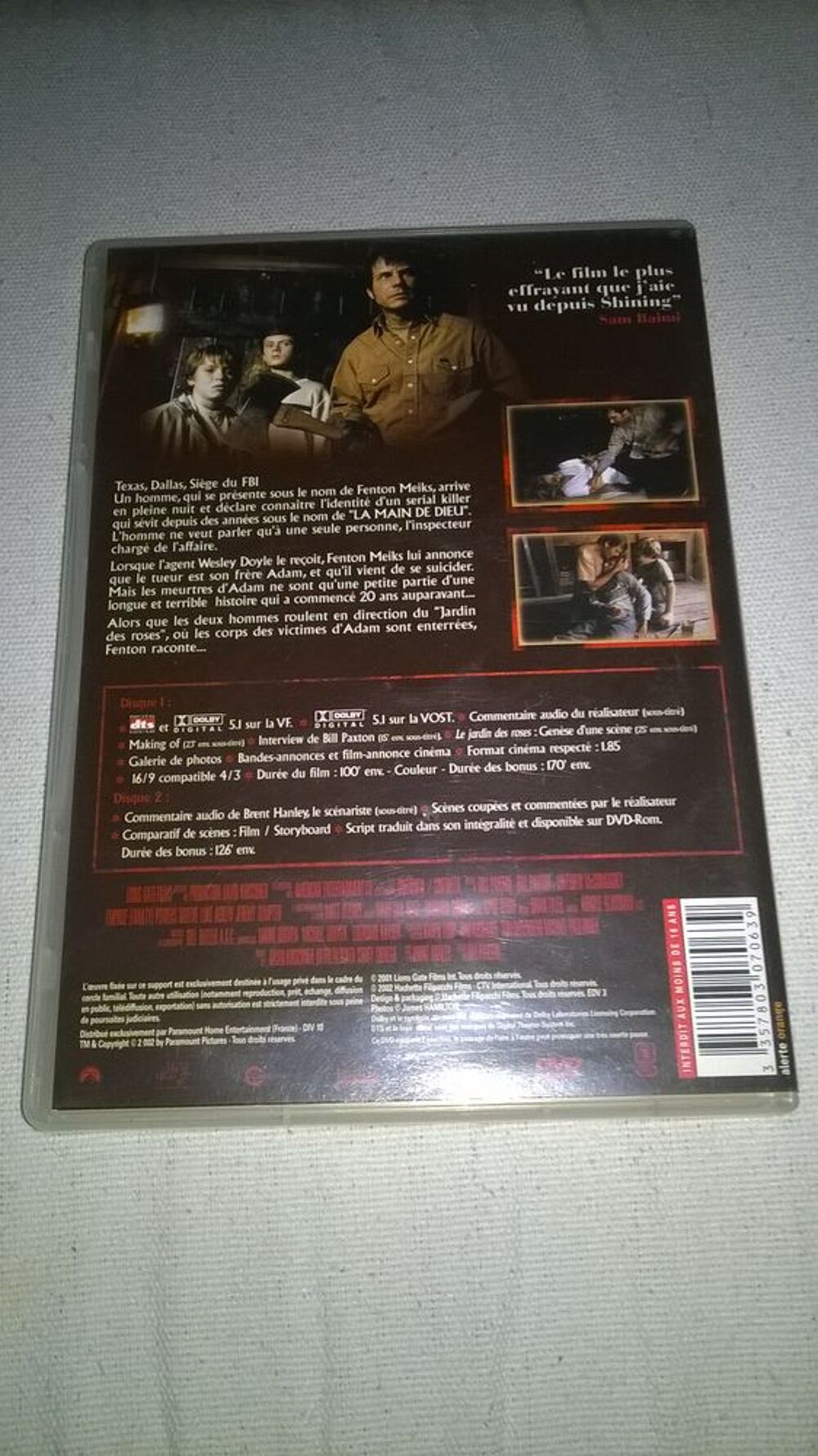 DVD Emprise
&Eacute;dition Collector 2 DVD
Bill Paxton
2002 DVD et blu-ray
