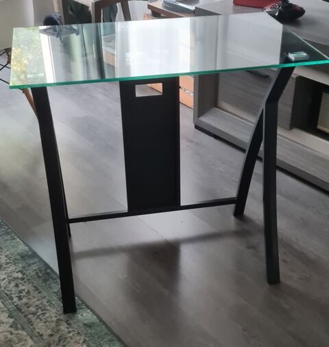 Bureau verre  pied metal noir 30 vry (91)