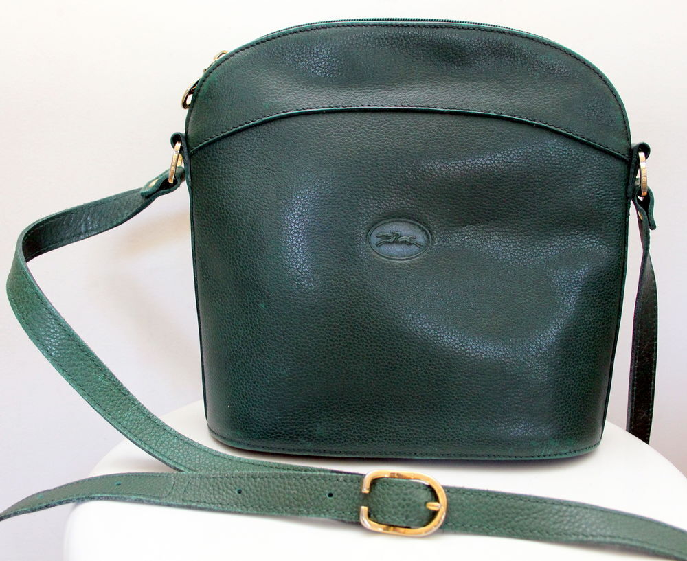 Sac cuir vert bandouli&egrave;re LONGCHAMP Maroquinerie