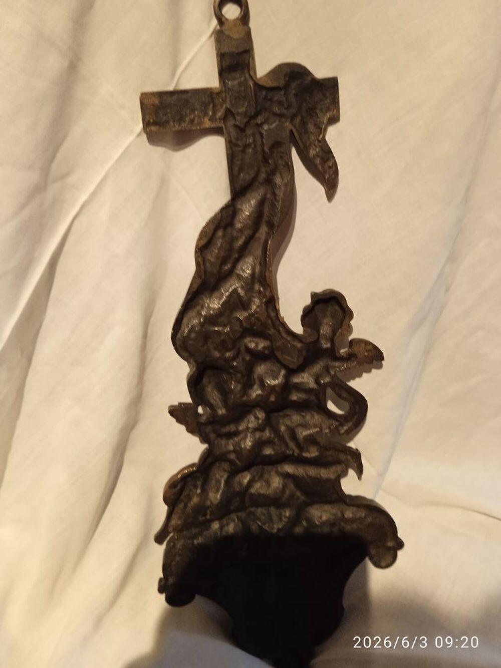 Tr&egrave;s BEAU ET GRAND B&eacute;nitier EN BRONZE ANCIEN &eacute;poque XIXe 