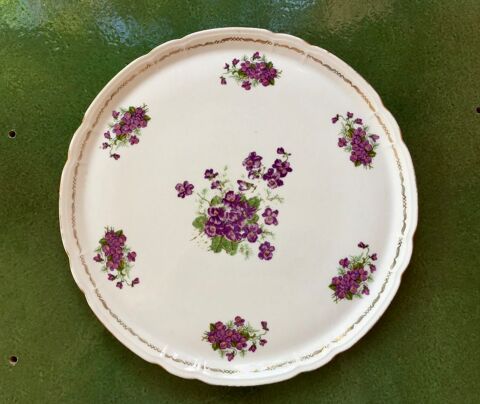 Plat  tarte ancien, porcelaine l'Hirondelle Mehun Yevre 10 Merville (31)