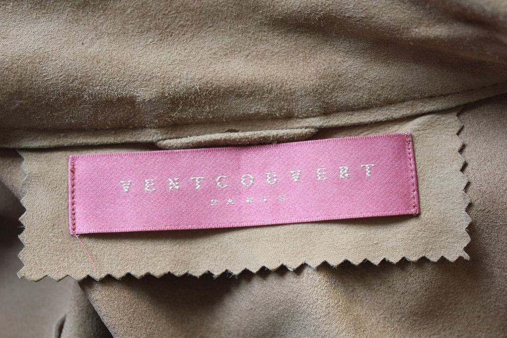 Manteau cuir veau velours beige VENTCOUVERT T.40. Vêtements