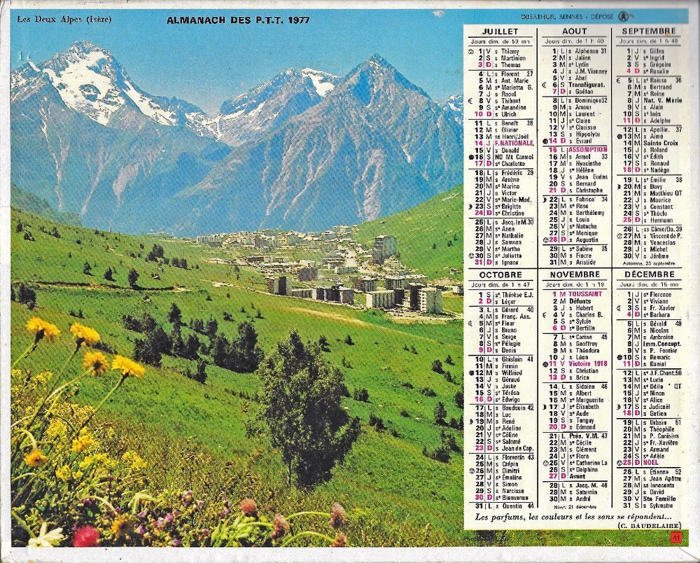 Calendrier des PTT 1977 
