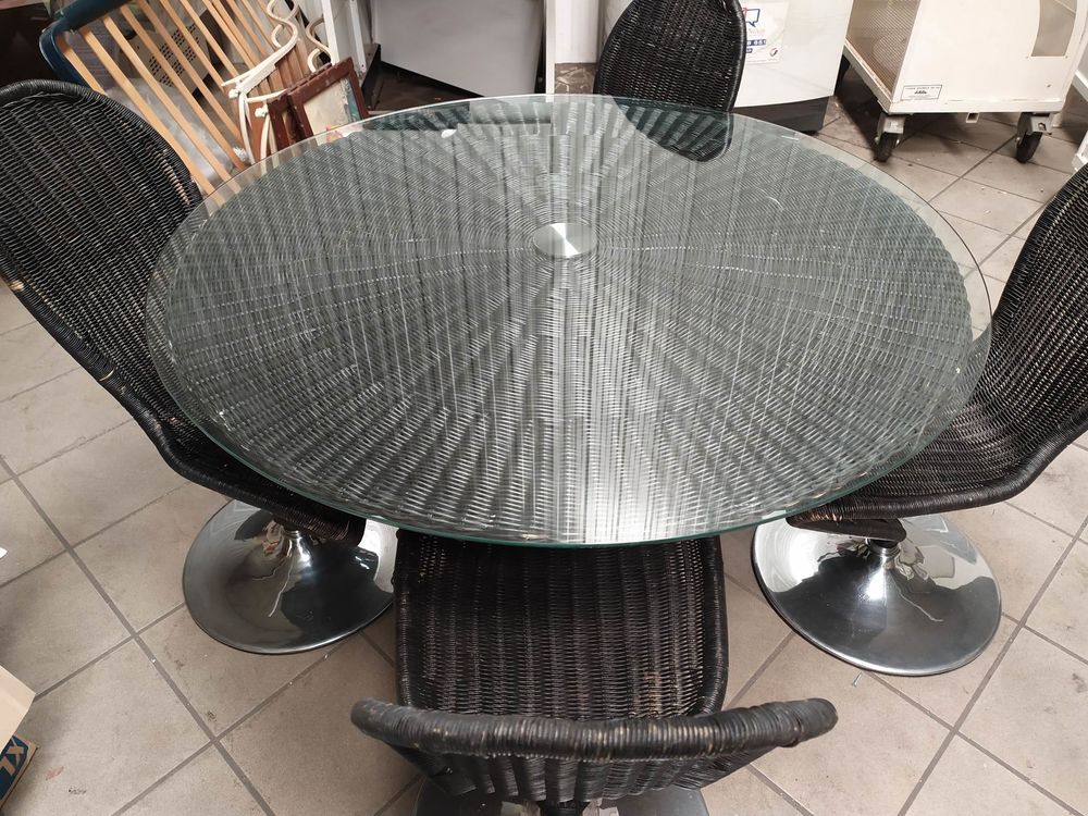 Table 250 Euro Plateau Tournant 4 Chaises Tournante Meubles