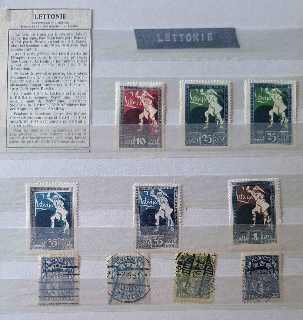 S&eacute;rie de timbres de collection de Lettonie 