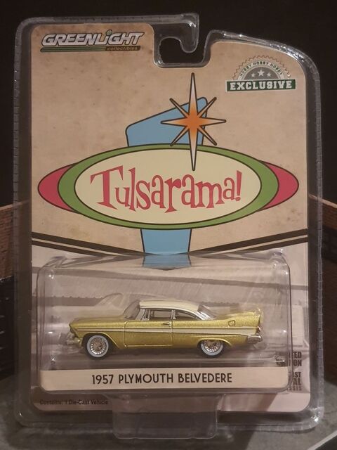 Voiture miniature. '57 Plymouth Belvedere - Tulsarama Series - Hobby Exclusive-Limited Edition - Greenlight Collectibles 1/64 12 Sens (89)