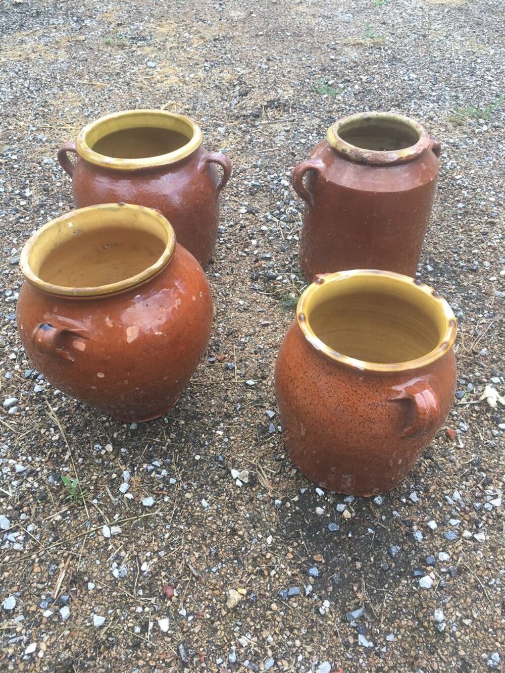Ancien pot en terre cuite verniss&eacute;e,pot &agrave; graisse Décoration