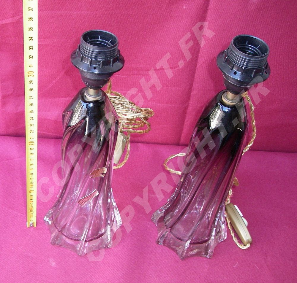 SCHNEIDER PIERRE ANCIENNE PAIRE DE LAMPE EN CRISTAL Décoration